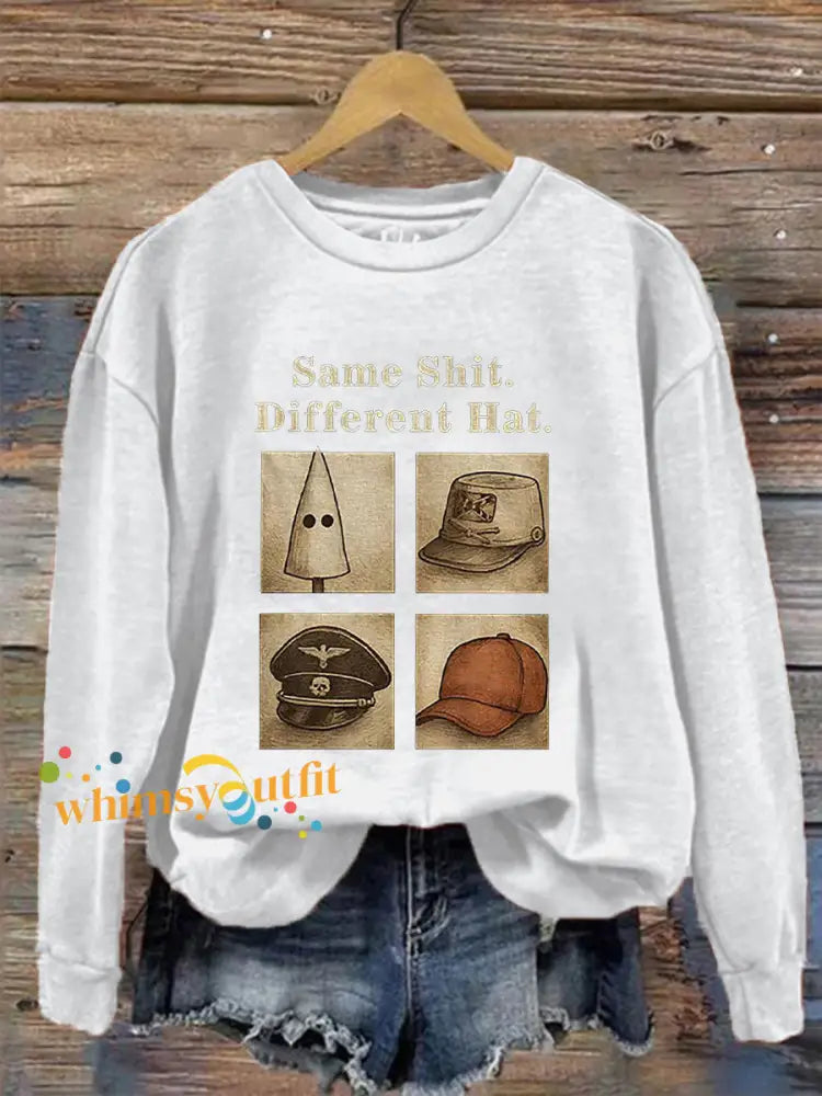 Women’s Same Shit Different Hat Printed Casual Sweatshirt White / S