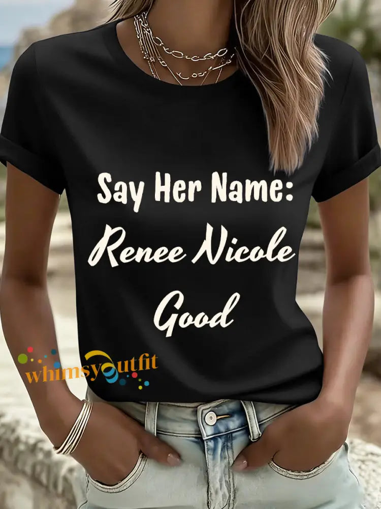 Women’s Say Her Name Renee Nicole Good Print T-Shirt Black / S