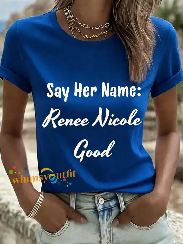 Women’s Say Her Name Renee Nicole Good Print T-Shirt Blue / S