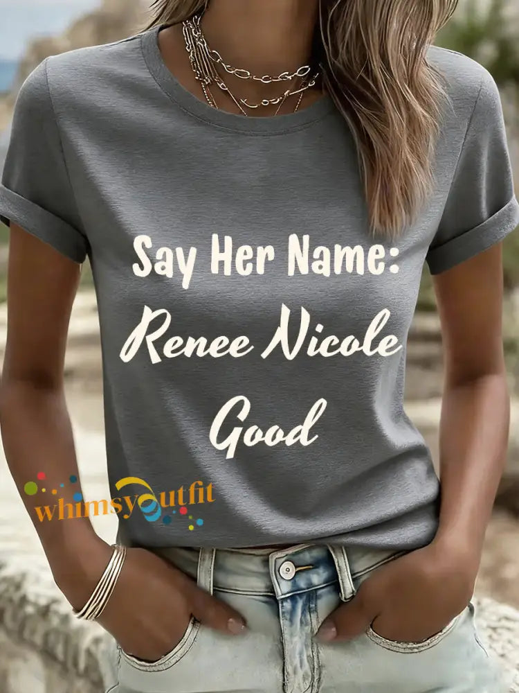Women’s Say Her Name Renee Nicole Good Print T-Shirt Gray / S