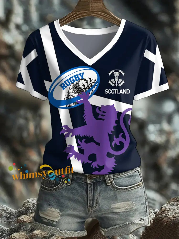 Women’s Scotland Rugby Lover Printed T-shirt Navy Blue / S