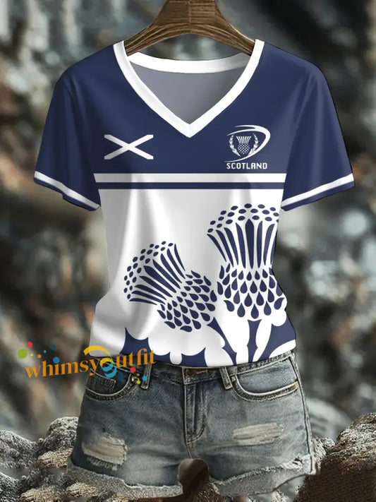 Women’s Scotland Rugby Lover Printed T-shirt Navy Blue / S