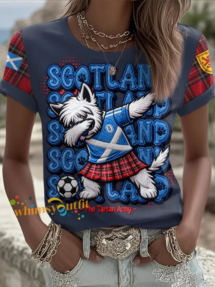 Women’s Scotland We’ll Be Coming 2026 Football Lover Printed T-shirt Navy Blue / S