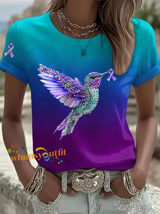 Women’s Suicide Awareness Print Casual T shirt As picture / S
