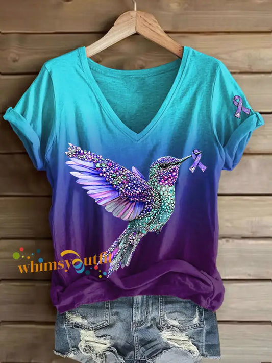 Women’s Suicide Awareness Print Casual T shirt As picture / S