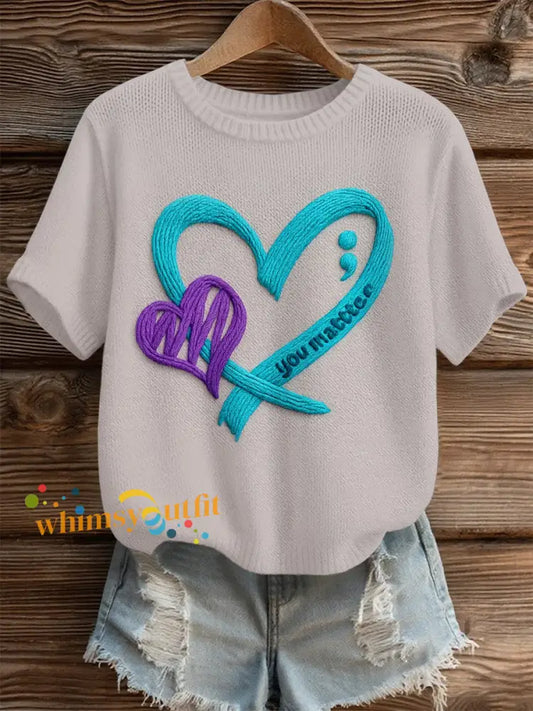 Women’s Suicide Prevention Awareness Print Knit Top As picture / S