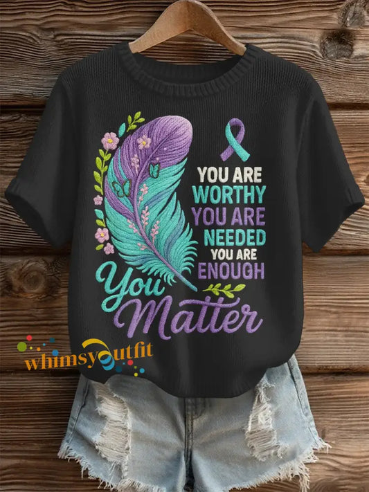 Women’s Suicide Prevention Awareness Print Knit Top Black / S