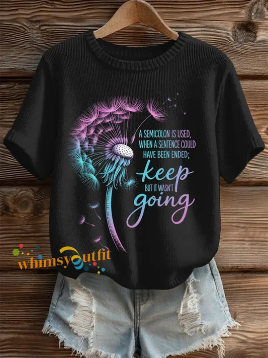 Women’s Suicide Prevention Awareness Print Knit Top Black / S