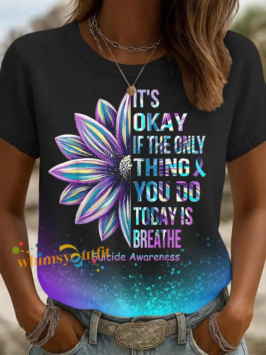 Women’s Suicide Prevention Awareness Print Knit Top Black / S