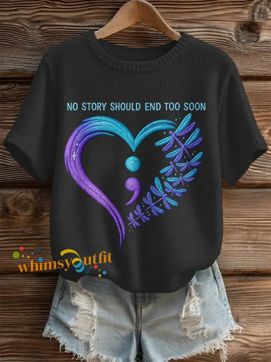 Women’s Suicide Prevention Awareness Print Knit Top Black / S