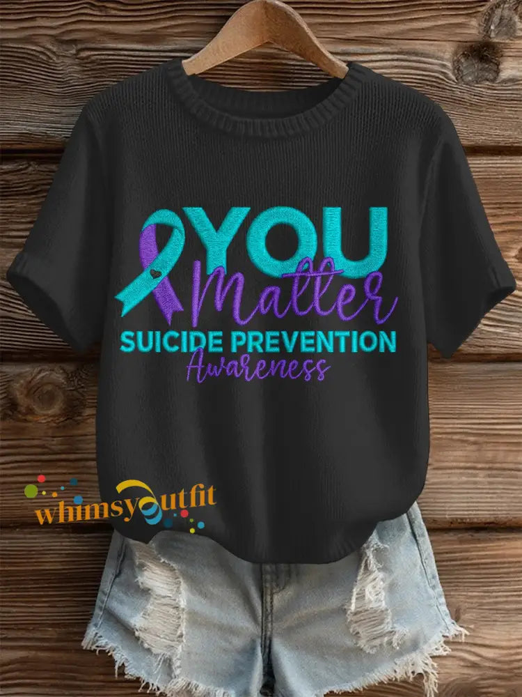 Women’s Suicide Prevention Awareness Print Knit Top Black / S
