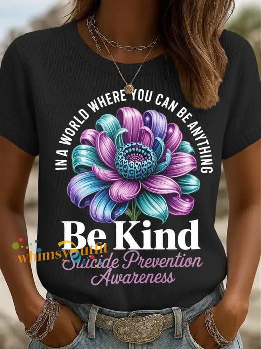 Women’s Suicide Prevention Awareness Print Knit Top Black / S