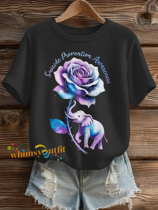Women’s Suicide Prevention Awareness Print Knit Top Black / S