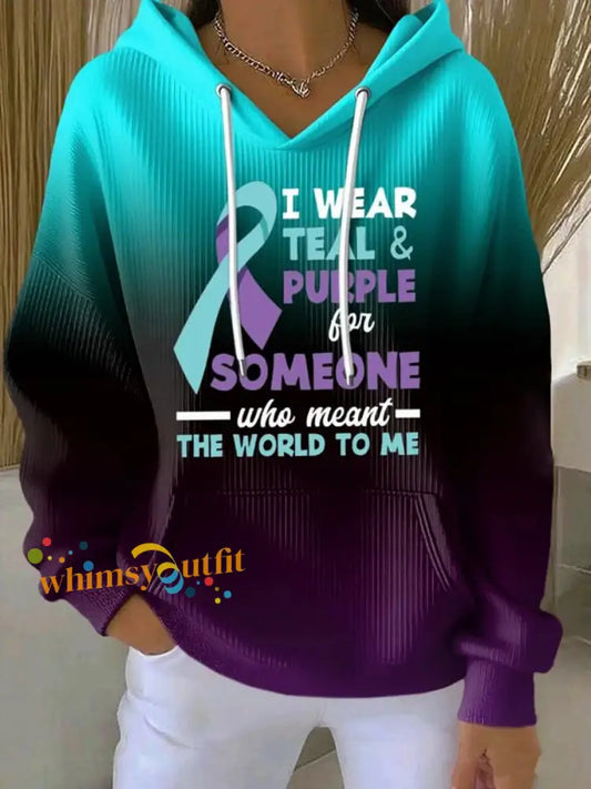 Women’s Suicide Prevention Awareness Print Purple And Teal Hoodie As picture / S