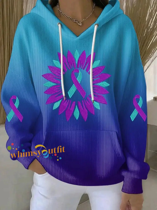 Women’s Suicide Prevention Awareness Print Purple And Teal Hoodie As picture / S