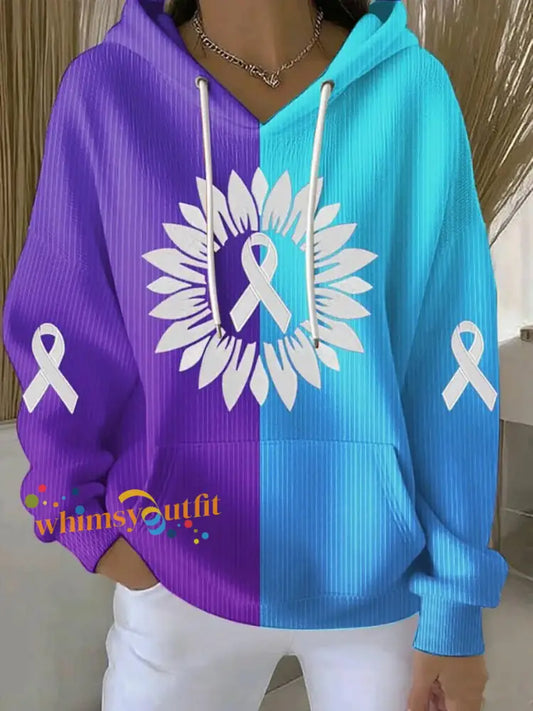 Women’s Suicide Prevention Awareness Print Purple And Teal Hoodie As picture / S
