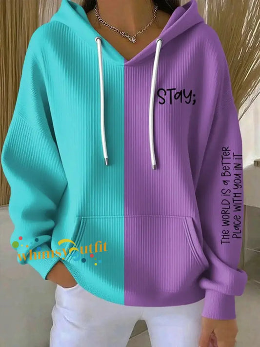 Women’s Suicide Prevention Awareness Print Purple And Teal Hoodie As picture / S
