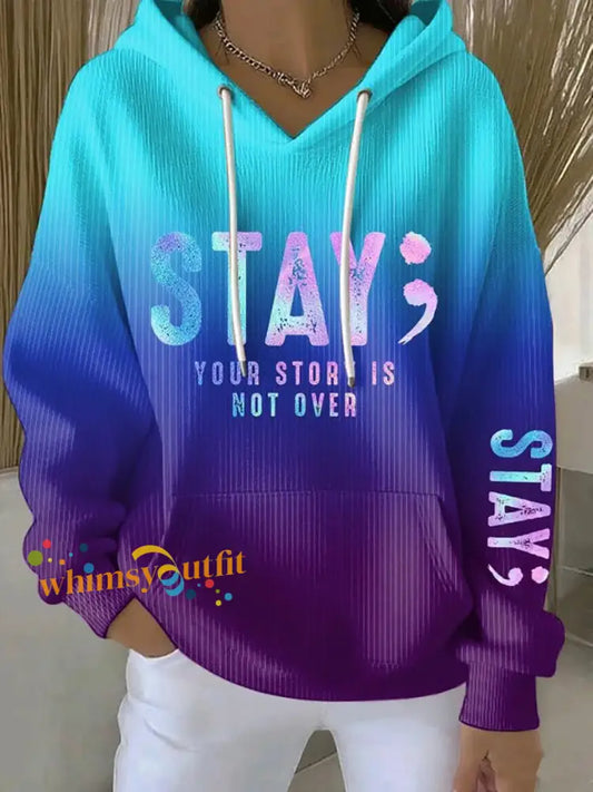 Women’s Suicide Prevention Awareness Print Purple And Teal Hoodie As picture / S