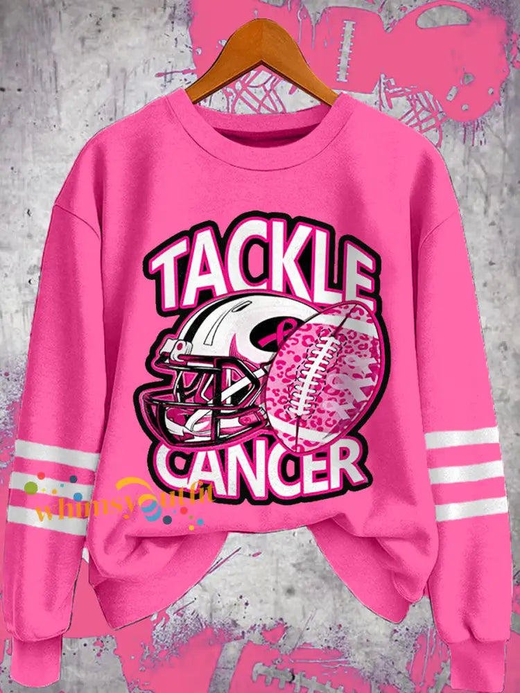 Women’s Tackle Breast Cancer Football Gameday Breast Cancer Awareness Support Sweatshirt Rose Red / S