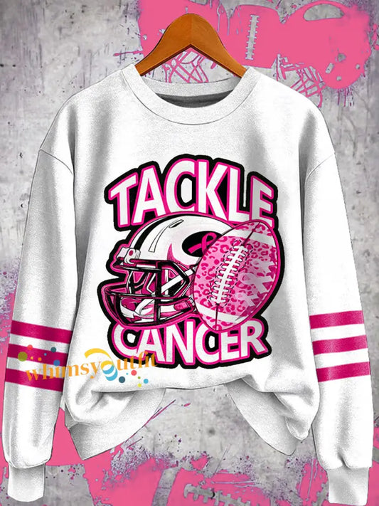 Women’s Tackle Breast Cancer Football Gameday Breast Cancer Awareness Support Sweatshirt White / S
