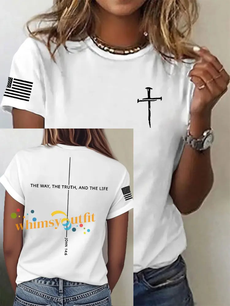 Women’s The Way The Truth & The Life John 14:6 Cross Short Sleeve T-Shirt White / S