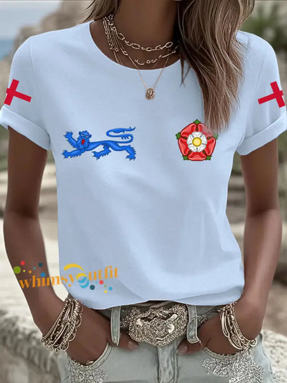 Women’s UK Football Lover England 2026 Printed Iron On Short Sleeve T-Shirt Sky Blue / S