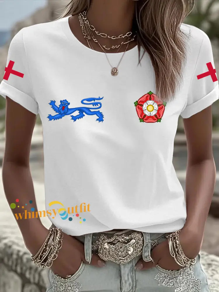 Women’s UK Football Lover England 2026 Printed Iron On Short Sleeve T-Shirt White / S