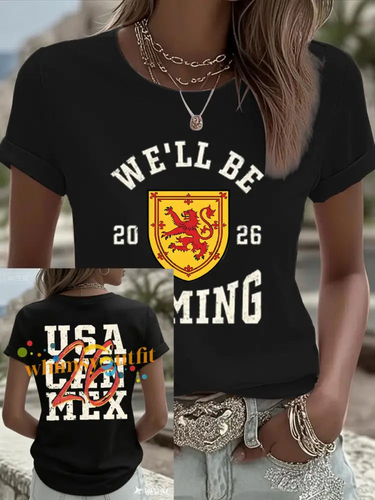 Women’s UK Football Lover Scotland Iron On Short Sleeve T-Shirt Black / S