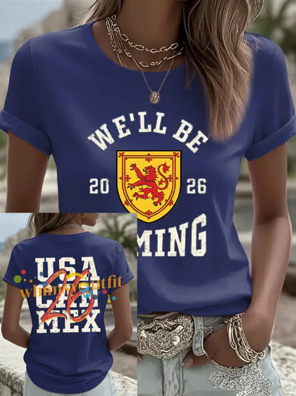 Women’s UK Football Lover Scotland Iron On Short Sleeve T-Shirt Navy Blue / S