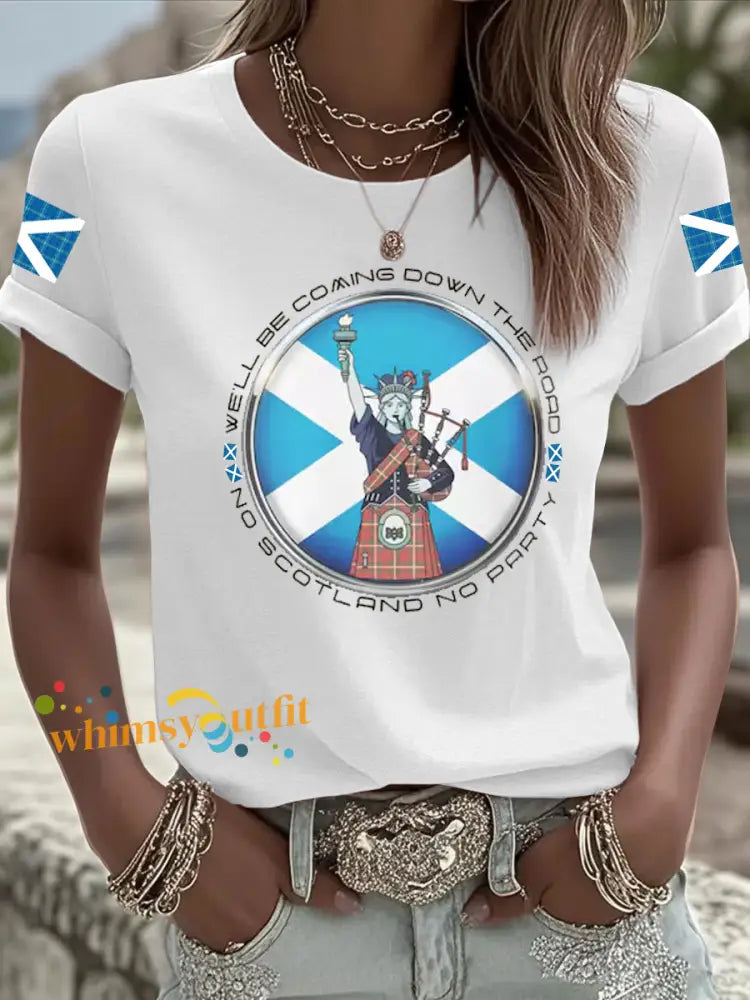 Women’s UK Football Lover Scotland Iron On Short Sleeve T-Shirt White / S
