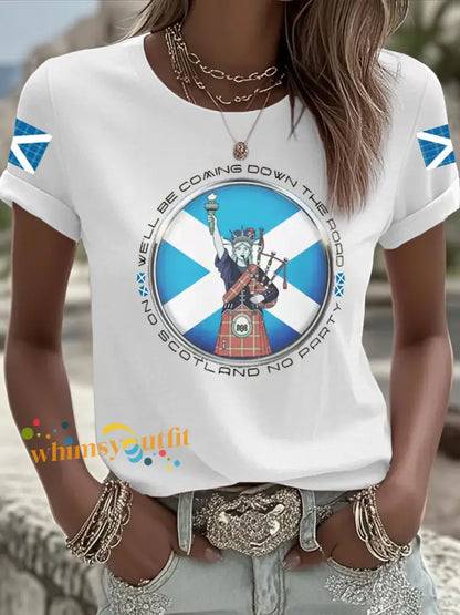 Women’s UK Football Lover Scotland Iron On Short Sleeve T-Shirt White / S