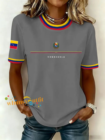 Women’s Venezuelan Print Casual T-Shirt Gray / S