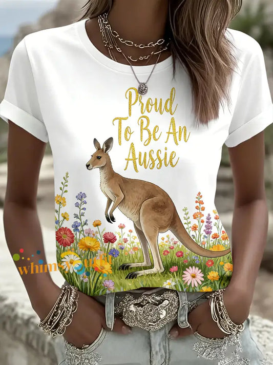 Women’s Vintage Australian Holiday Casual Comfortable T-shirt A / S