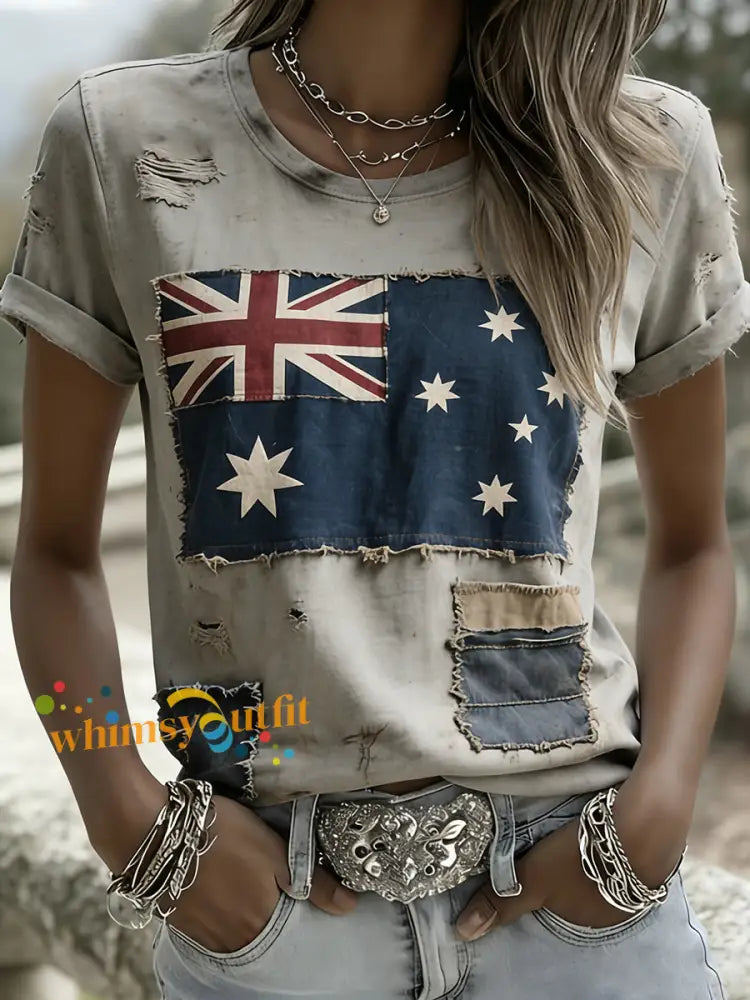 Women’s Vintage Australian Holiday Casual Comfortable T-shirt A / S