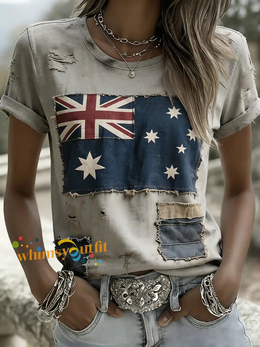 Women’s Vintage Australian Holiday Casual Comfortable T-shirt A / S