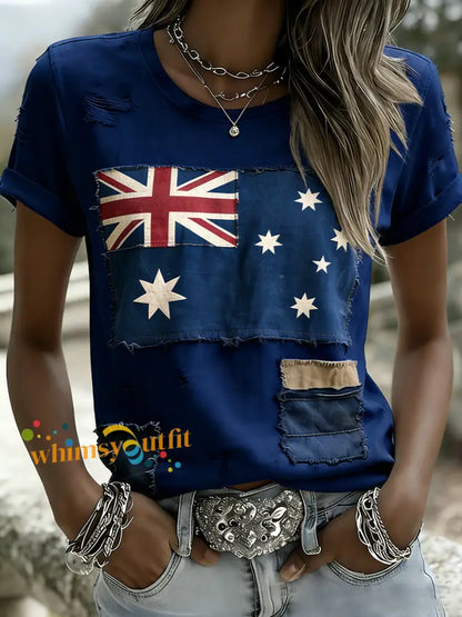 Women’s Vintage Australian Holiday Casual Comfortable T-shirt C / S