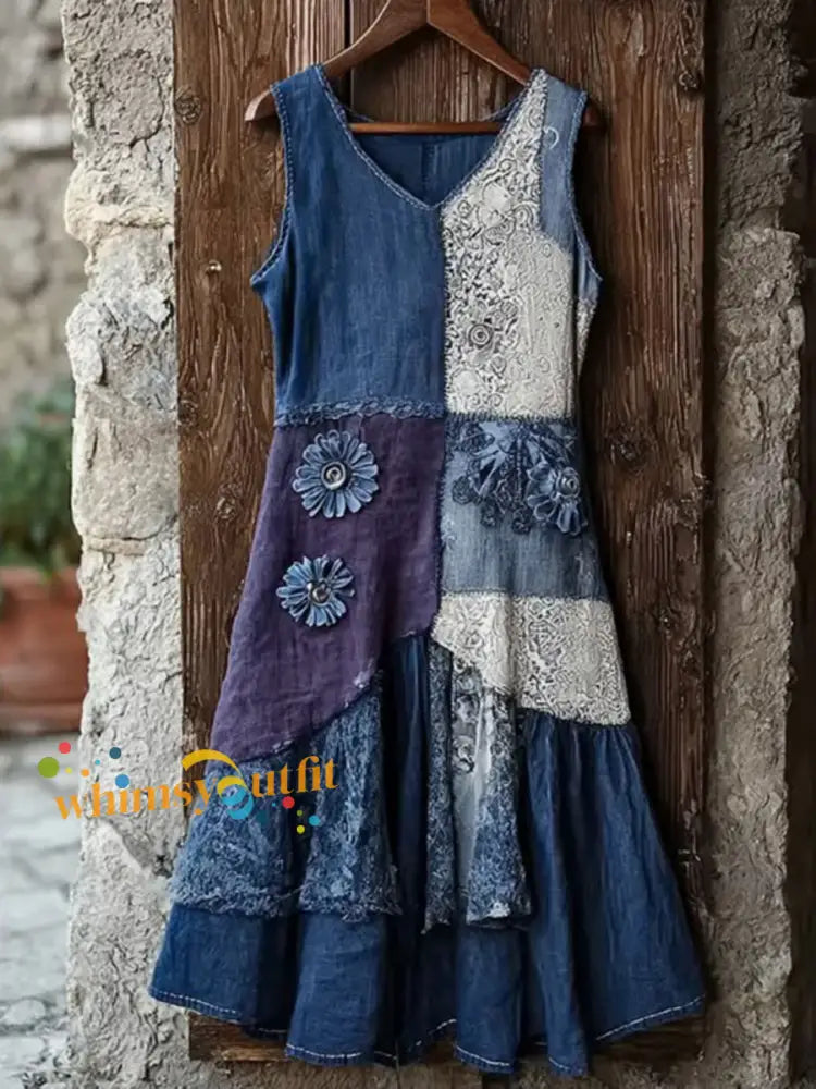 Women’s Vintage Purple Lavender Alzheimer’s Disease Art Casual Dress As picture / S