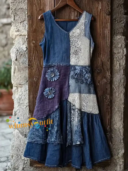 Women’s Vintage Purple Lavender Alzheimer’s Disease Art Casual Dress As picture / S