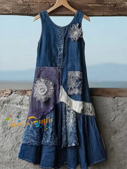 Women’s Vintage Purple Lavender Alzheimer’s Disease Art Casual Dress As picture / S