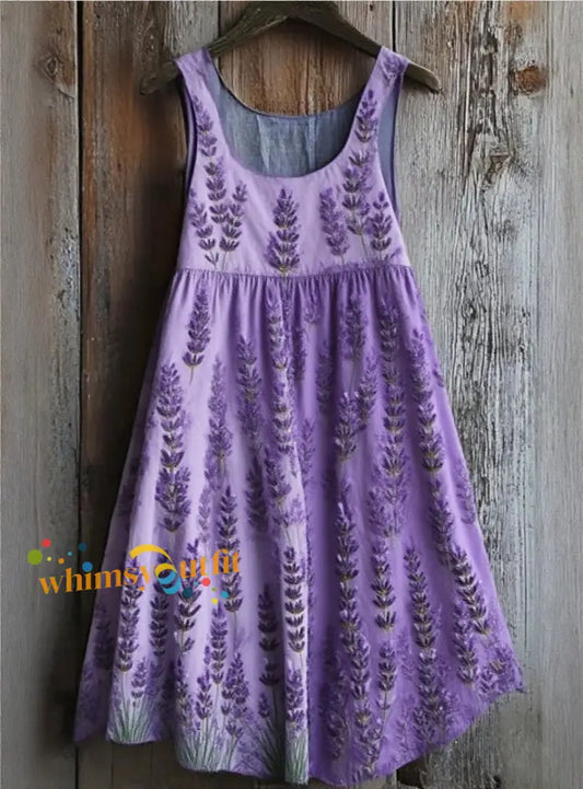 Women’s Vintage Purple Lavender Alzheimer’s Disease Art Casual Dress As picture / S