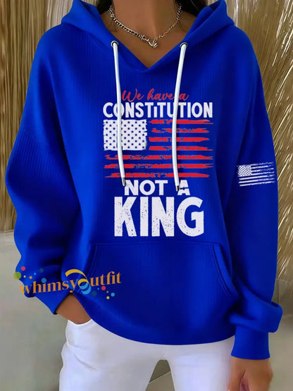 Women’s We Have a Constitution Not a King Printed Hoodie Blue / S