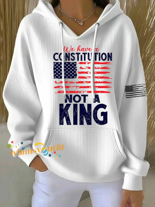 Women’s We Have a Constitution Not a King Printed Hoodie White / S