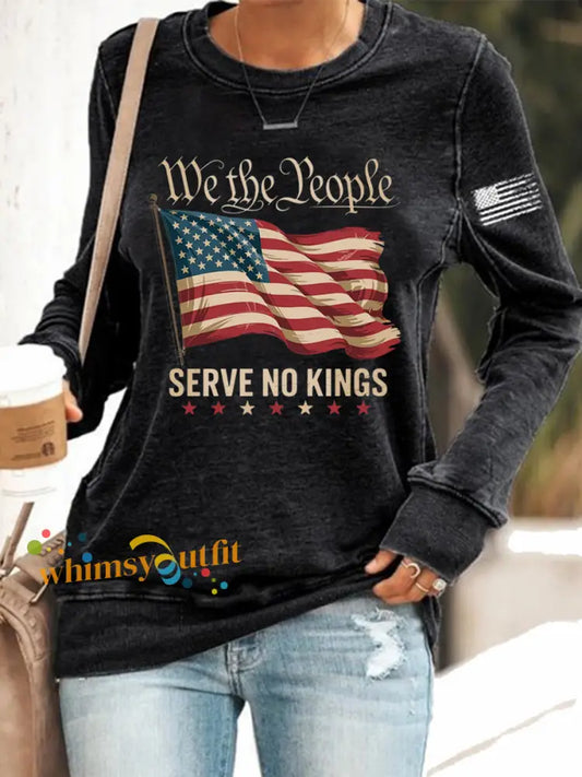 Women’s We The People Serve No Kings Printed Sweatshirt Black / S