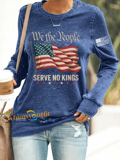 Women’s We The People Serve No Kings Printed Sweatshirt Blue / S
