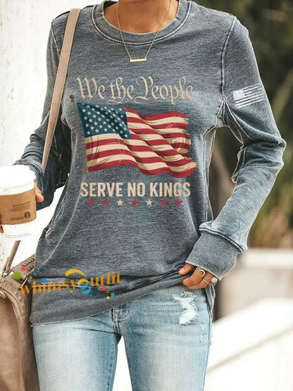 Women’s We The People Serve No Kings Printed Sweatshirt Gray / S