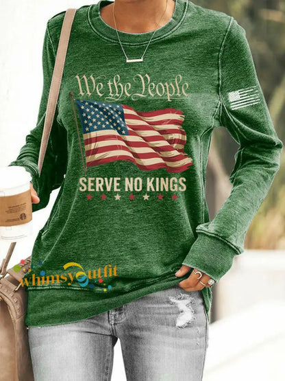 Women’s We The People Serve No Kings Printed Sweatshirt Green / S
