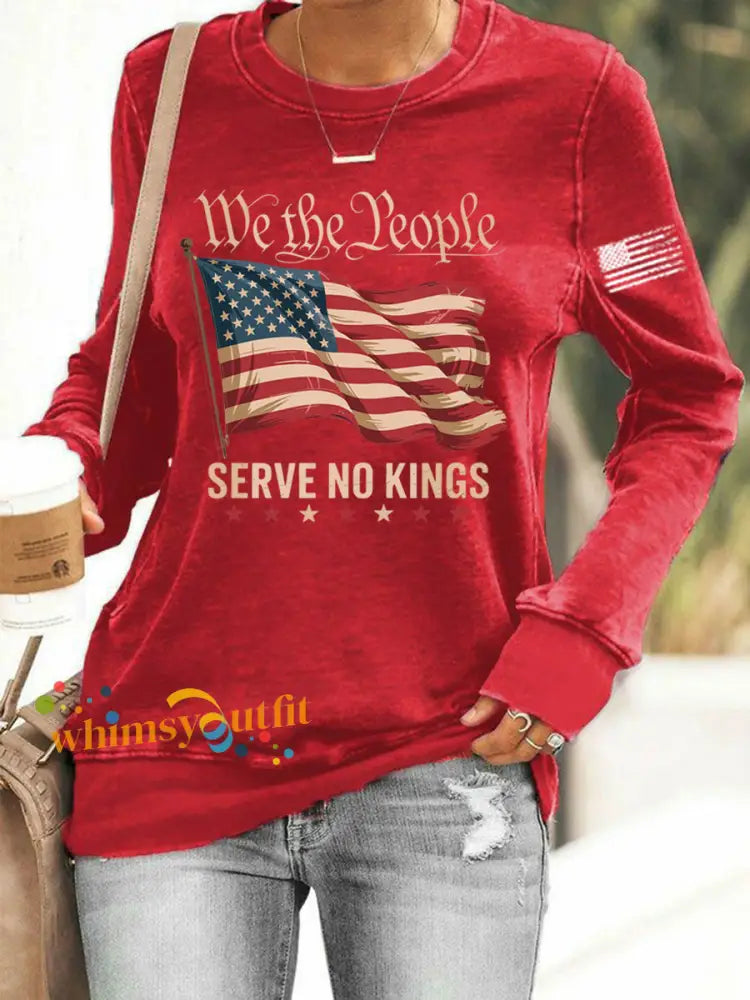 Women’s We The People Serve No Kings Printed Sweatshirt Red / S