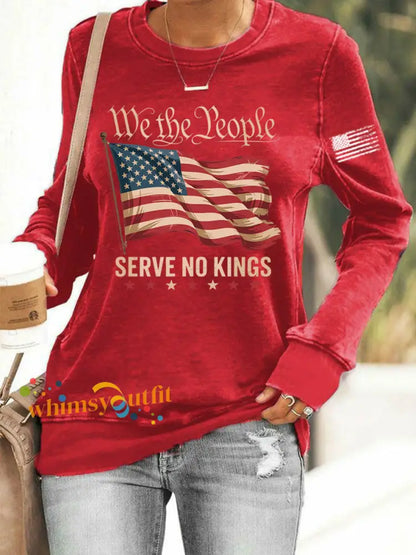 Women’s We The People Serve No Kings Printed Sweatshirt Red / S