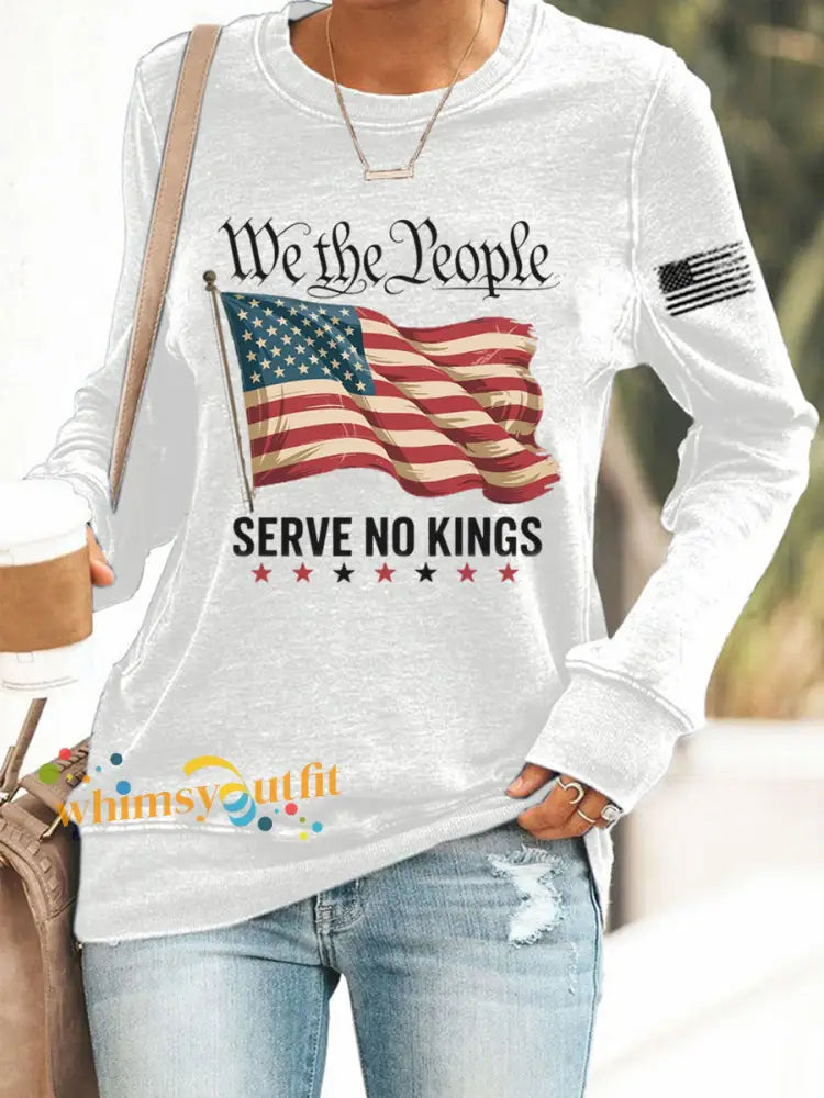 Women’s We The People Serve No Kings Printed Sweatshirt White / S