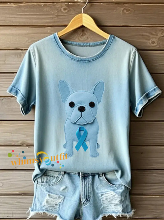 Women’s ’Wear light blue for the family prostate cancer awareness’ printed T shirt Light Blue / S